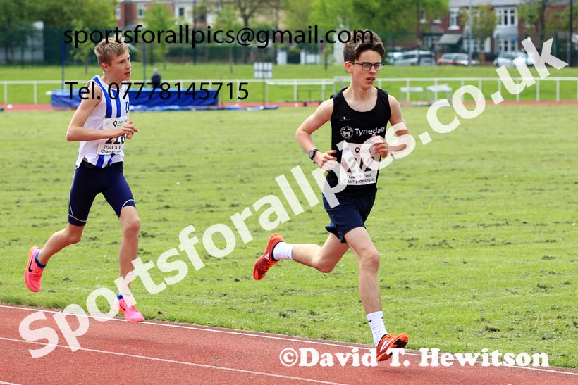 Boys Under-15s 1500 metres, 2023 North Eastern Track and Field Champs., Middlesbrough Sports Village, Middlesbrough. Photo: David T. Hewitson/Sports for All Pics